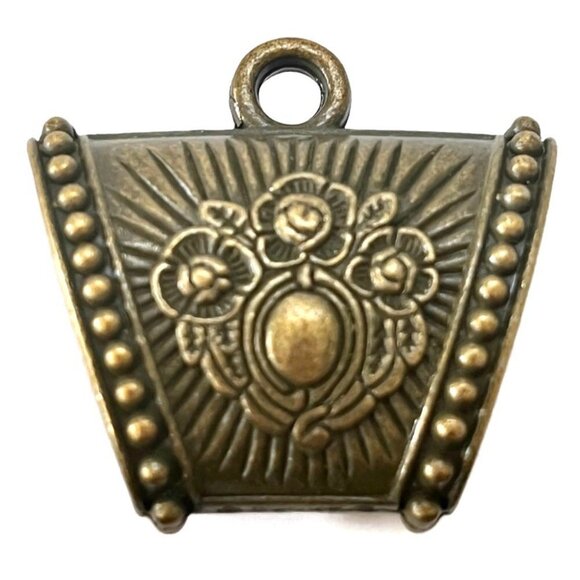As Low As $2 Large Scarf Antique Bronze Hanger Large Bail Tube Rose Medallion - Picture 1 of 4